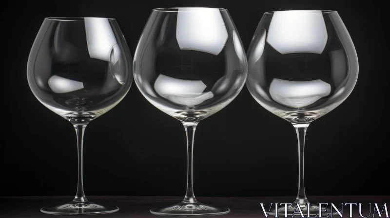 Elegant Arrangement of Three Wine Glasses AI Image