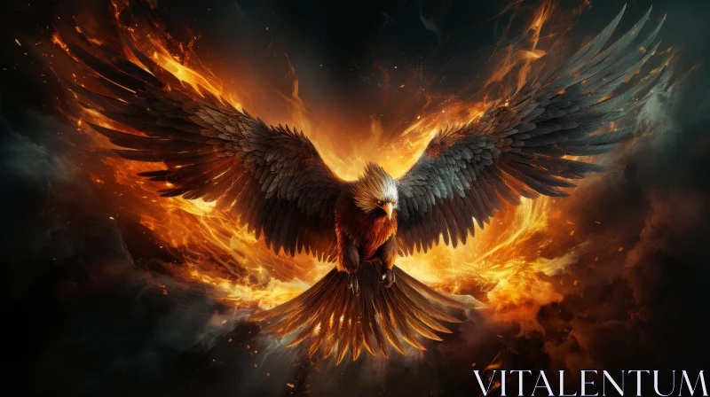 Majestic Phoenix Rising from Ashes - Symbol of Renewal AI Image