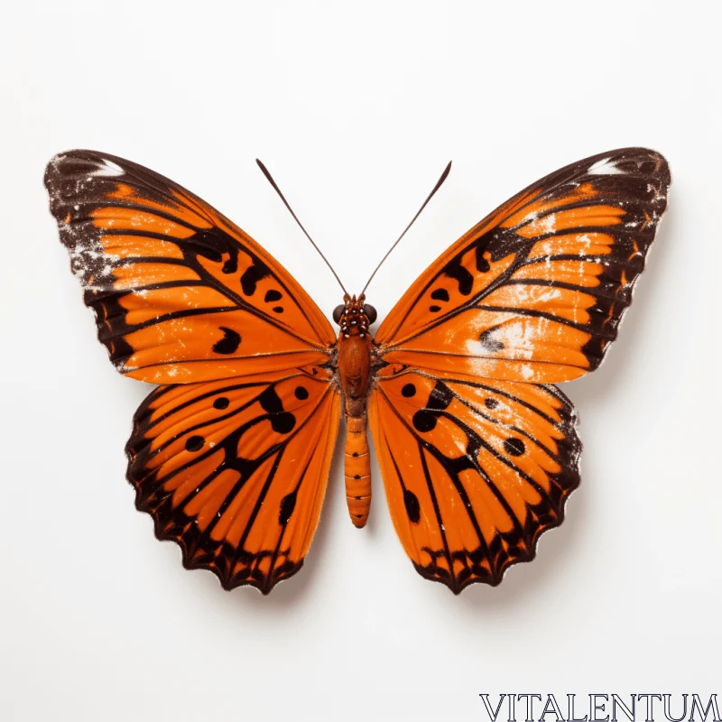 Orange Butterfly on White Background - Bold Chromaticity AI Image
