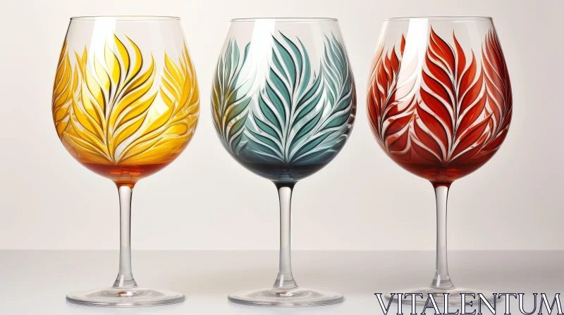 Elegant Wine Glasses with Unique Patterns AI Image