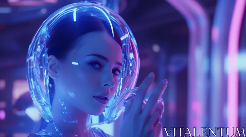 AI ART Futuristic Woman with Transparent Helmet
