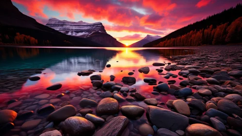 Mountain Lake Sunset - Tranquil Nature Landscape