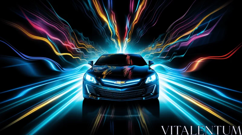 Vibrant Car Racing: Energy-Filled Illustration AI Image
