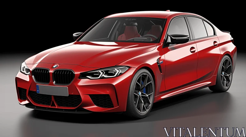 Captivating 3D Render of BMW M4 2019 in Dark Red and Light Red AI Image