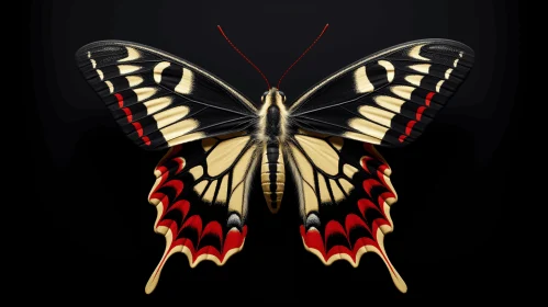 Intricate Butterfly Illustration against Black Backdrop