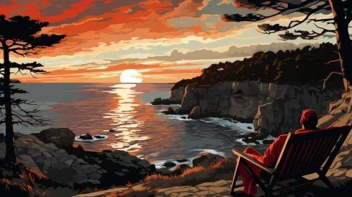 Tranquil Coastal Cliff Sunset Scene