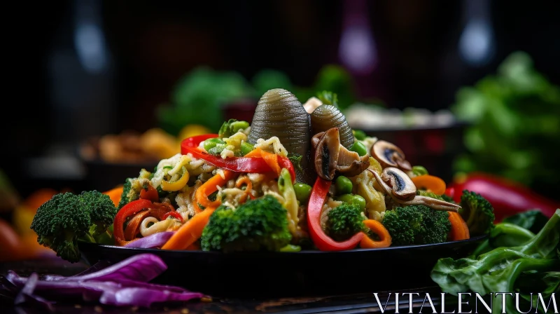Delicious Spiral-Shaped Whole Wheat Pasta with Fresh Vegetables AI Image