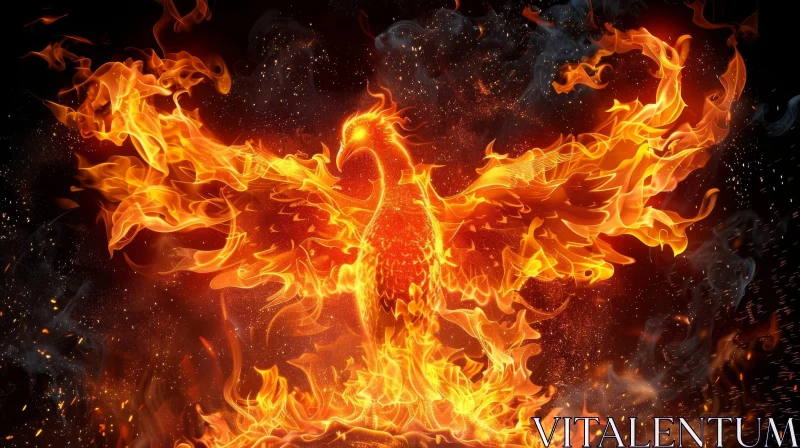 Fiery Phoenix Rising: Symbol of Hope and Renewal AI Image