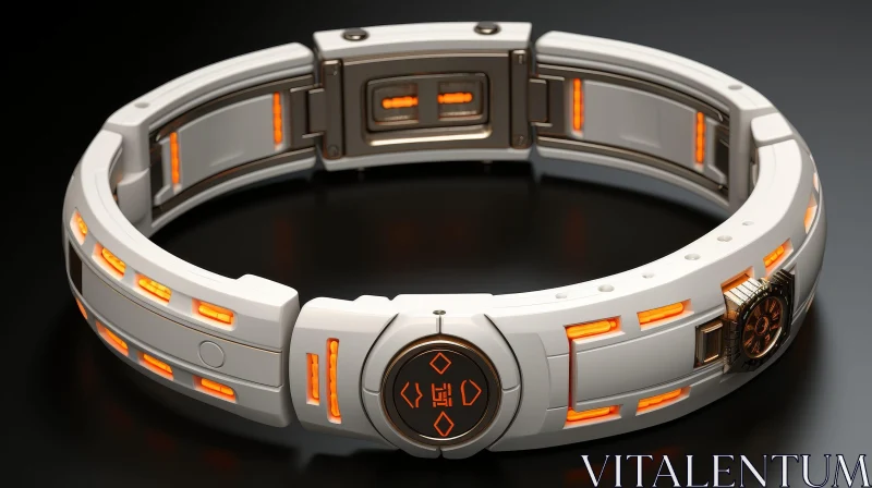 Futuristic White and Orange Glowing Wristband - 3D Rendering AI Image