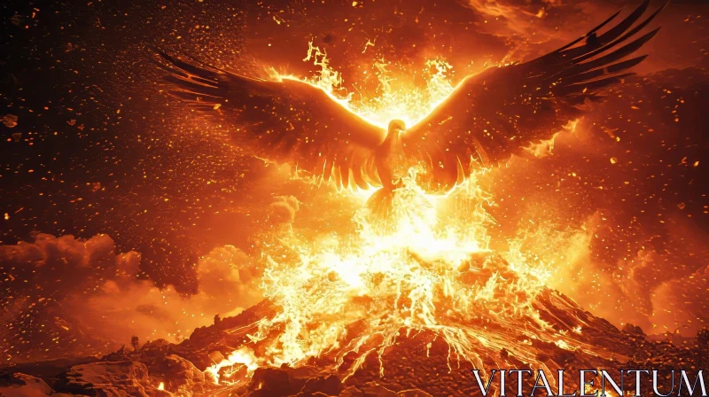 Phoenix Rising from Ashes - Symbol of Hope and Renewal AI Image