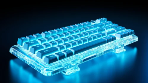Blue Translucent Keyboard - Modern Design for Gaming and Precision AI Image