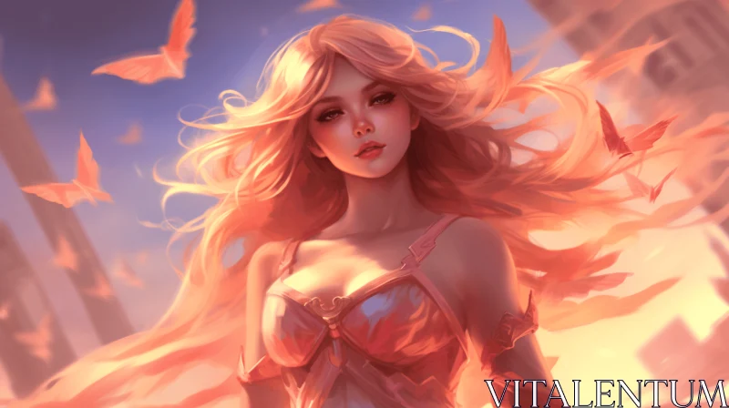 Fairycore Inspired Art - Woman with Flowing Hair AI Image
