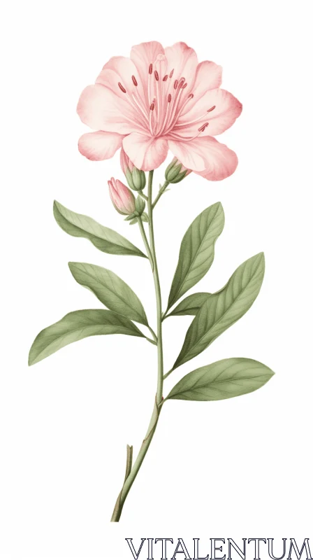 Rosewood Flower Illustration in Subtle Pink and Green AI Image