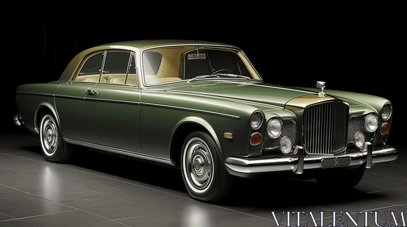 Vintage Green Bentley on Black Surface | Photorealistic Rendering AI Image