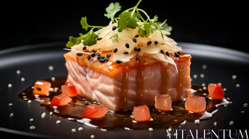 AI ART Delicious Salmon Dish on Plate | Culinary Art Photography