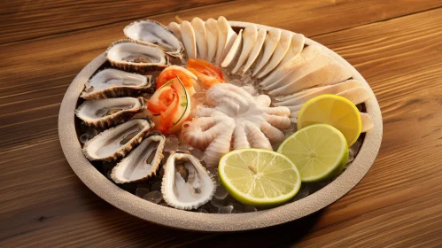 Delicious Seafood Platter on Wooden Table