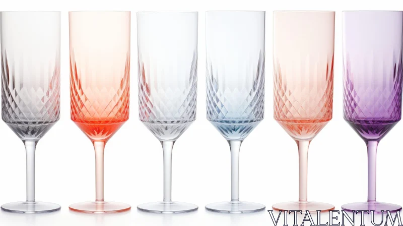 Colorful Champagne Glasses Arrangement AI Image