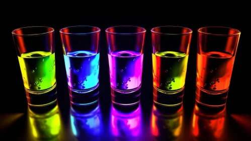 Colorful Glowing Shot Glasses - 3D Rendering