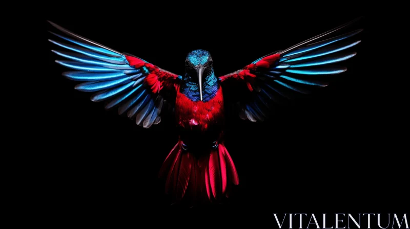 Colorful Hummingbird on Dark Background - Artistic Nature Photography AI Image