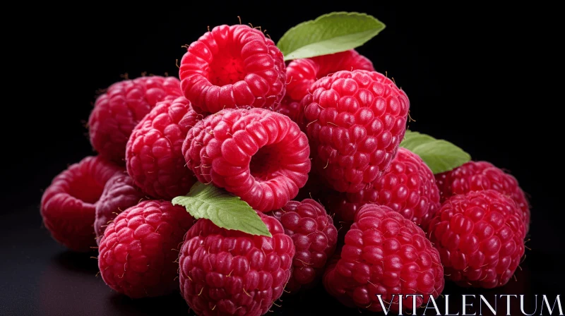 Captivating Raspberries on Dark Background - Vibrant Coloration AI Image