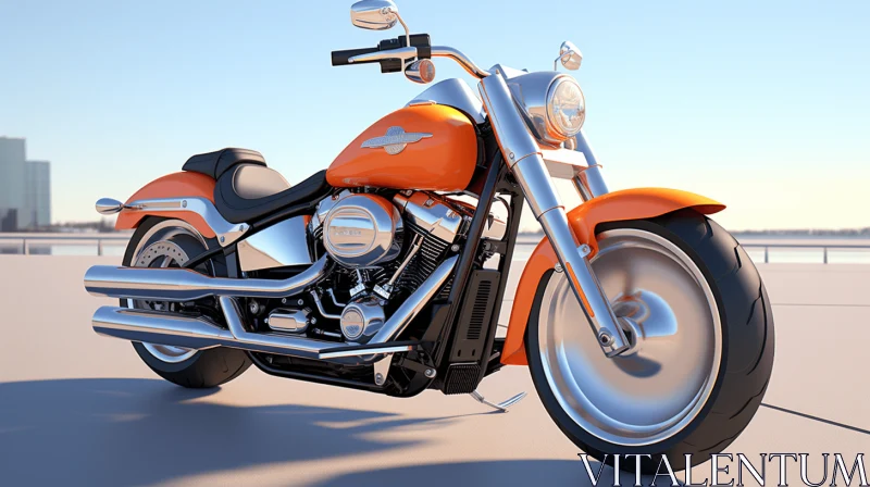 Hyperrealistic Orange Motorcycle | 3D Rendered Artwork AI Image