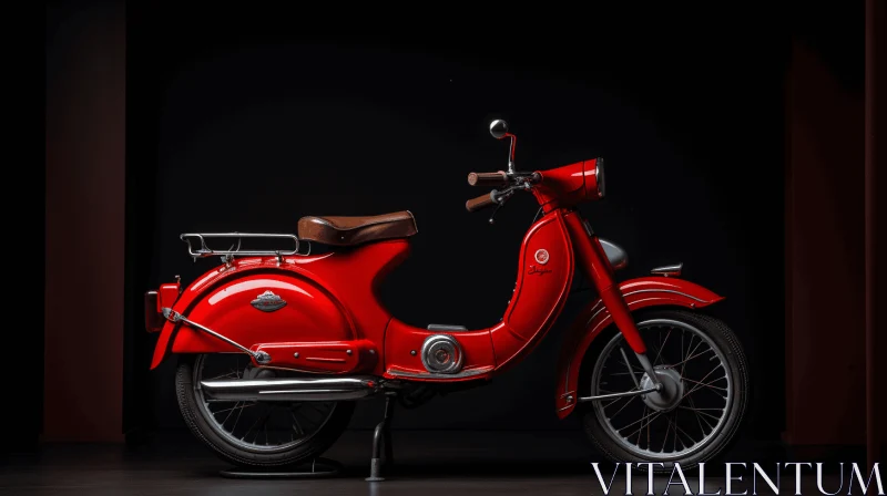 Red Moped in Black Room - Exquisite Craftsmanship AI Image