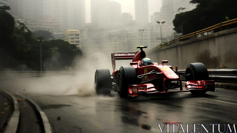 Fast Formula One Race Car in Urban Setting AI Image