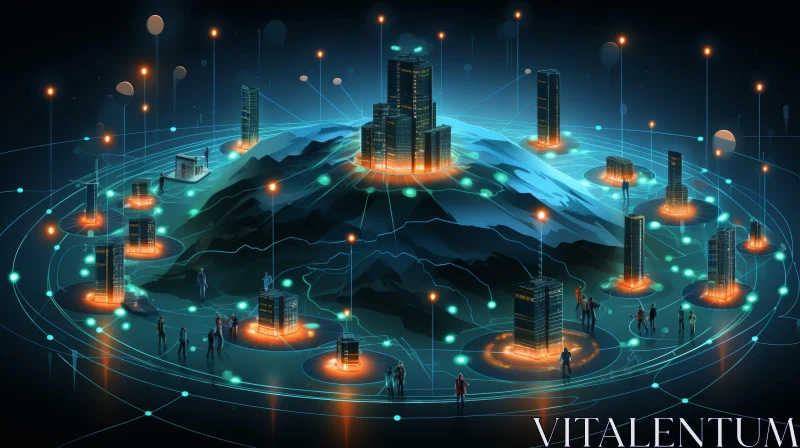 AI ART Futuristic City on Mountain | Digital Art
