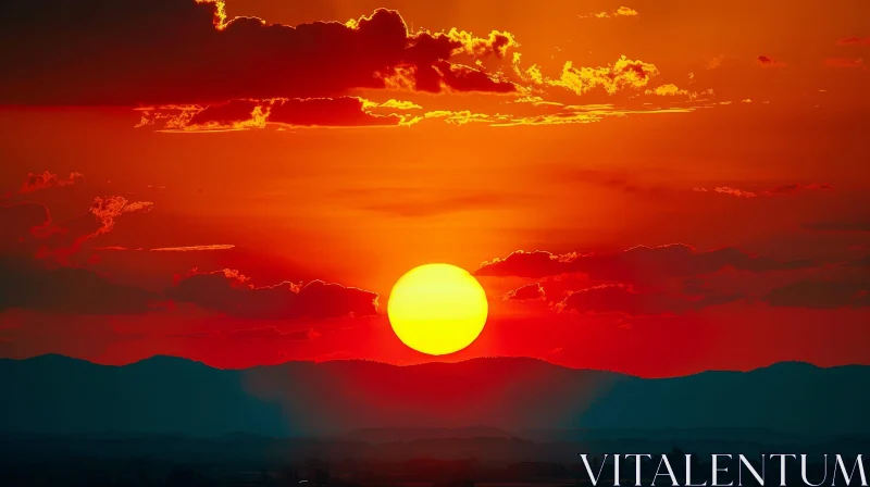 Majestic Sunset Over Mountains - Nature's Beauty Captured AI Image