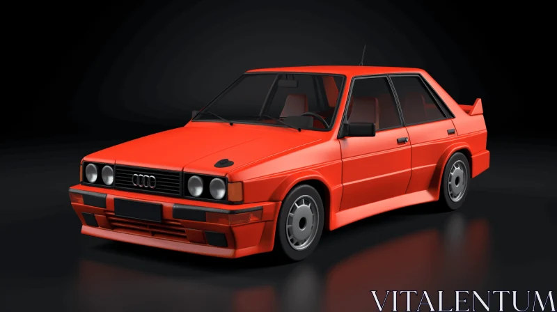 Orange Car 3D Rendering in Dark Spot | Clean-lined Design AI Image