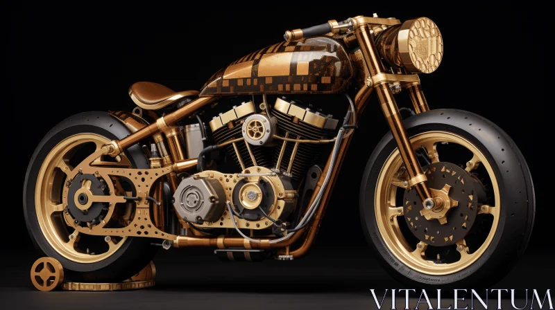 AI ART Exquisite Gold Motorcycle with Intricate Patterns and Shapes
