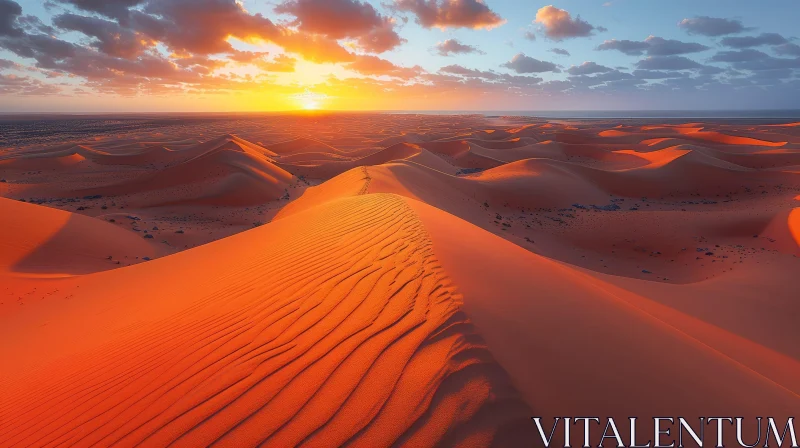 Sahara Desert Sand Dunes Sunset AI Image