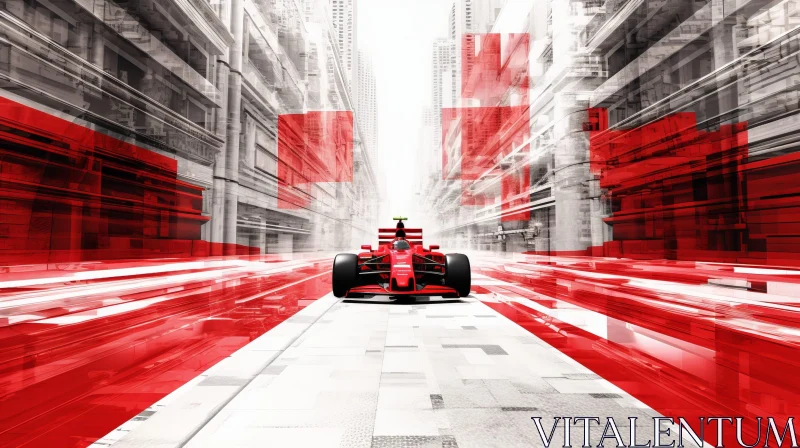 Speedy Formula 1 Racing in Futuristic Cityscape AI Image