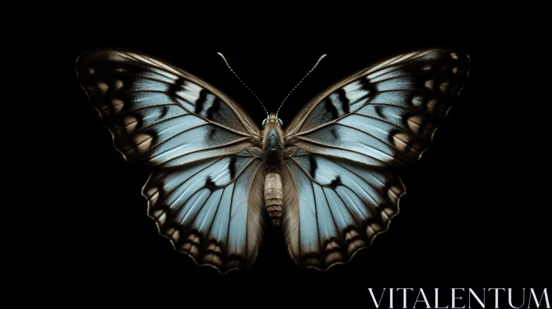 Blue Butterfly Against Black Background - Nature's Artistry Revealed AI Image