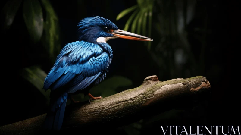 Exotic Blue Kingfisher on Branch: A Vision in Marine Art AI Image