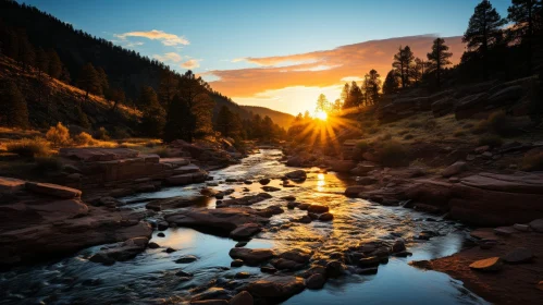 Golden Sunset River Landscape - Peaceful Nature Scene