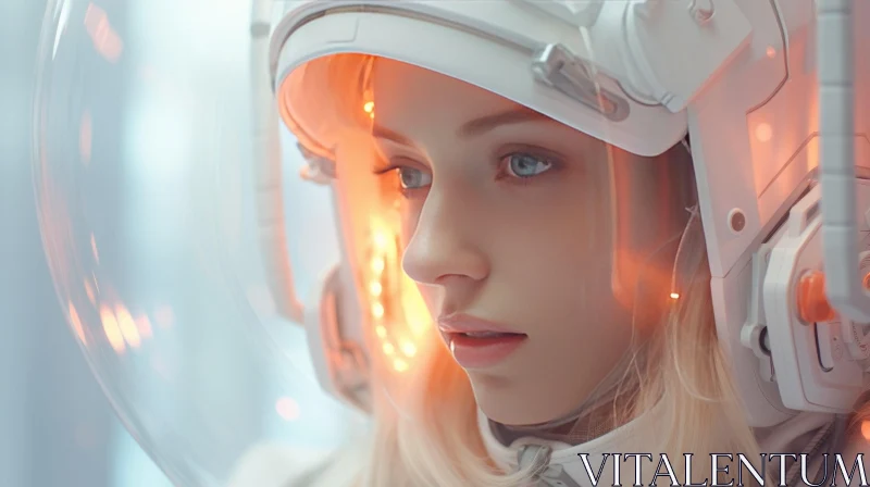 Mysterious Portrait of a Woman in a Spacesuit AI Image