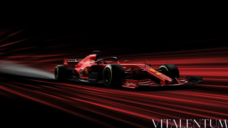 Red Formula 1 Car Racing with Number 16 - Motion Blur Effect AI Image