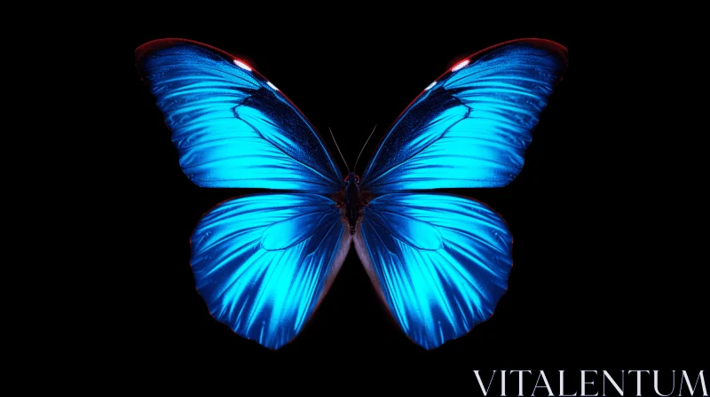 Blue Butterfly Glowing in the Night AI Image