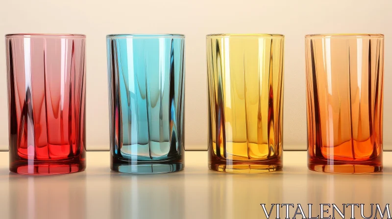 AI ART Colorful Empty Glass Tumblers - Row Display
