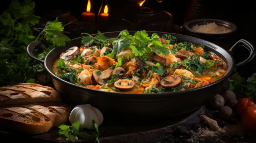Delicious Seafood Stew in Cast Iron Pot