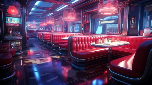 Neon-Lit Retro Futuristic Diner