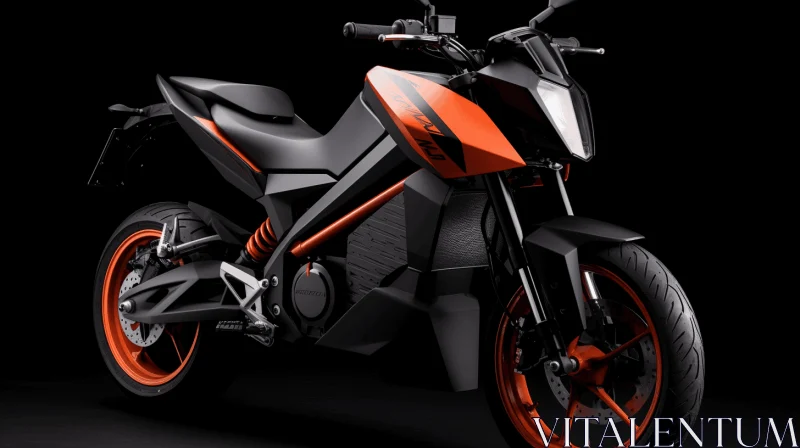 Orange and Black Electric Motorcycle on Black Background | Asian-inspired Angular Shapes AI Image