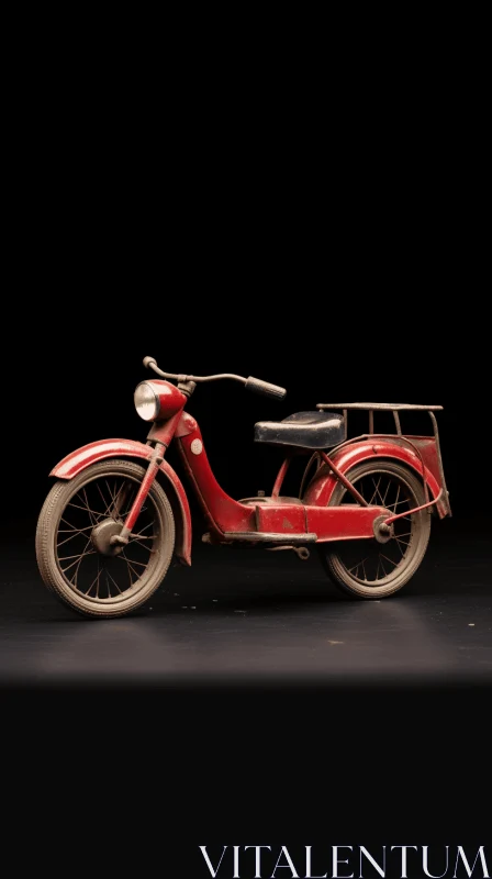 Antique Red Motorcycle: A Captivating Barbizon School Inspired Artwork AI Image