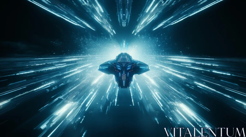 Awe-Inspiring Spaceship Journey Through Starlit Tunnel AI Image