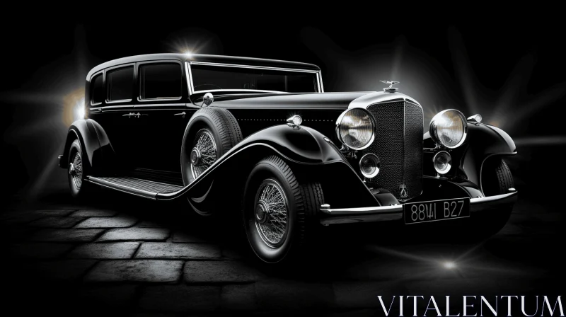 Captivating Vintage Car in the Dark with Mesmerizing Lights AI Image