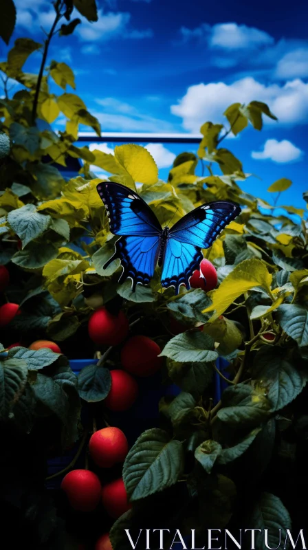 Charming Butterfly Amidst Rural Scene AI Image