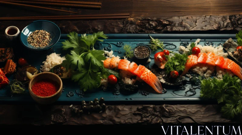Exquisite Sushi Platter: Japanese Cuisine Delight AI Image