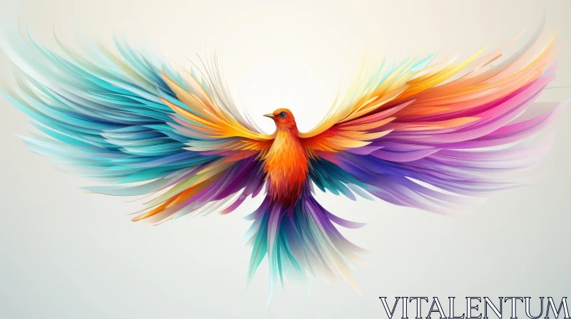 Phoenix Rising Digital Painting - Mythical Bird Artwork AI Image