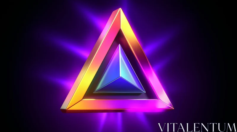 Shiny Glowing Triangle - Abstract 3D Rendering AI Image